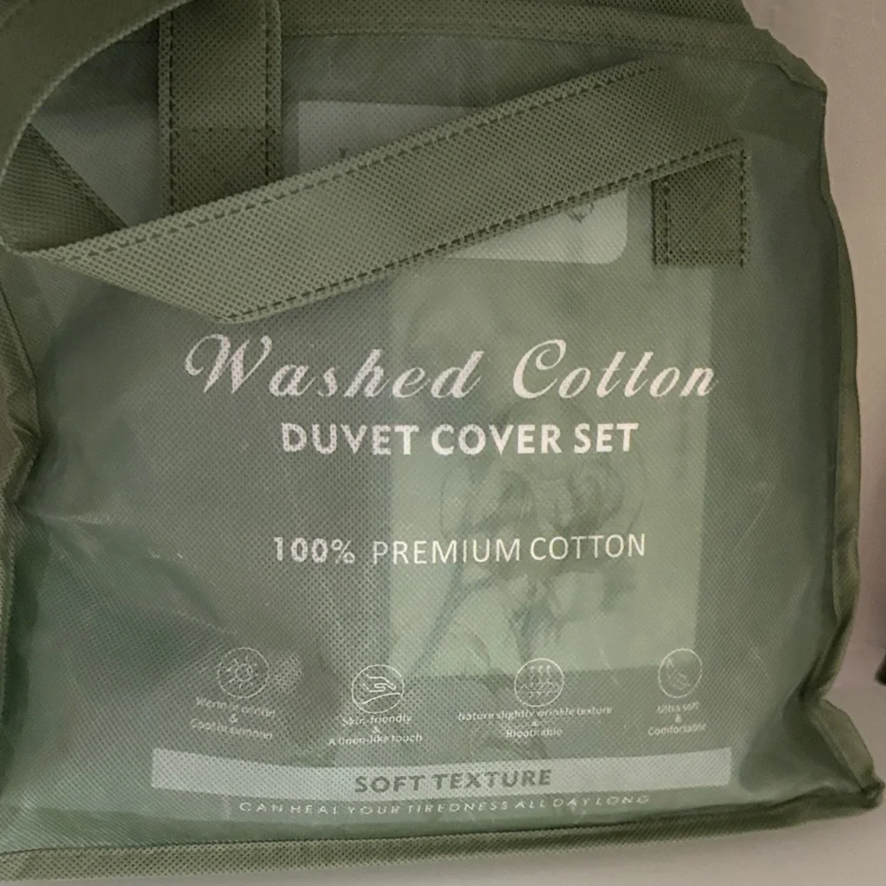 Washed Cotton Duvet Cover Set - Brown twin size‎